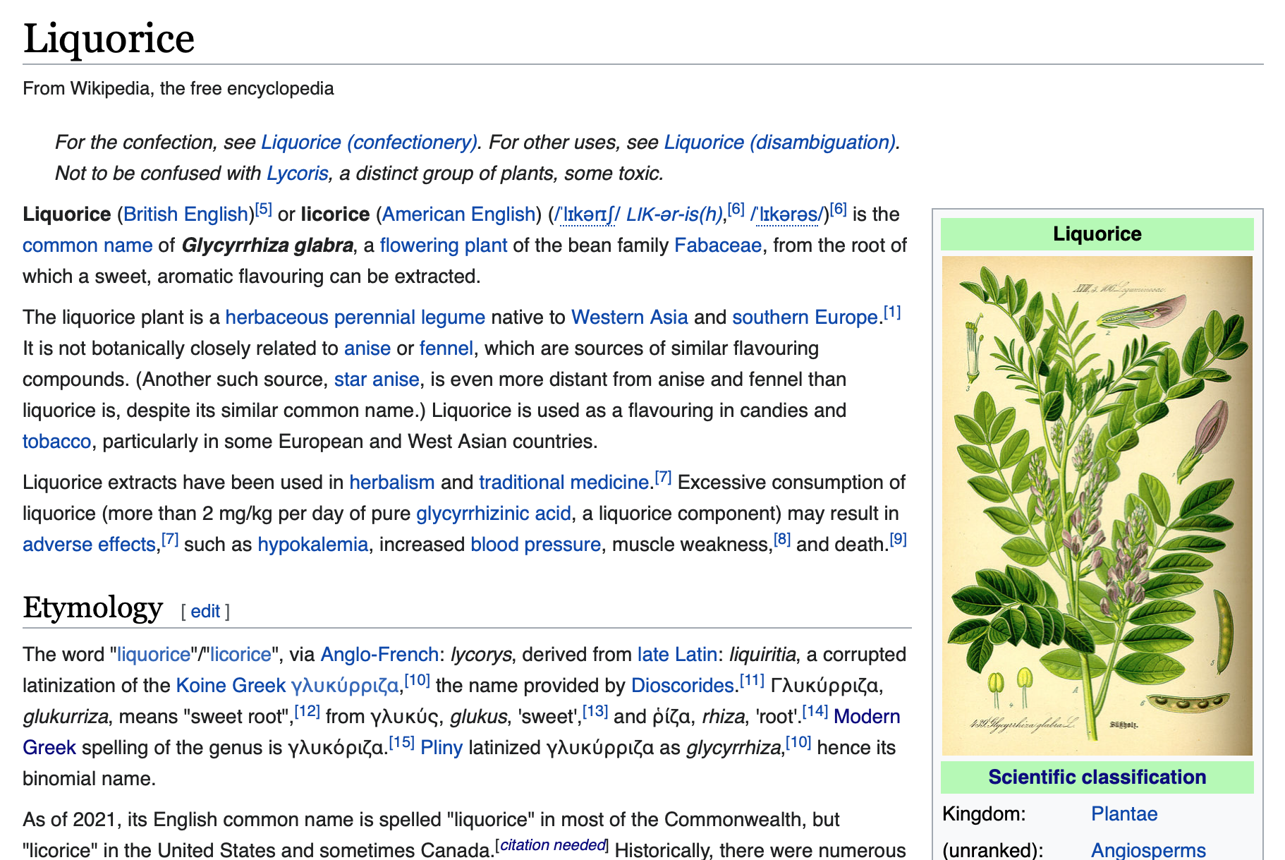 Wikipedia's entry for liquorice